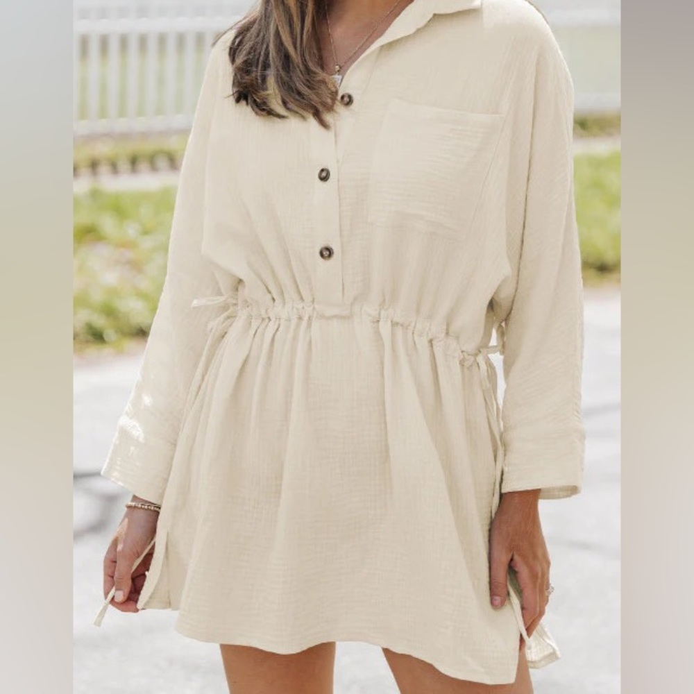 Cream Muslin Cotton Dress